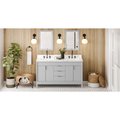 Jeffrey Alexander 60In. Grey Theodora Vanity, Dbl Bowl, Calacatta Vienna Quartz Vanity Top, 2 Undrmnt Rctngl Bowls VKITTHE60GRCQR